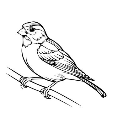 recommend clip art: Simple Vector Outline, A sparrow on a branch, simple line art for kids' coloring.