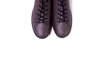 Brown leather man's shoes isolated on white background. After edits.