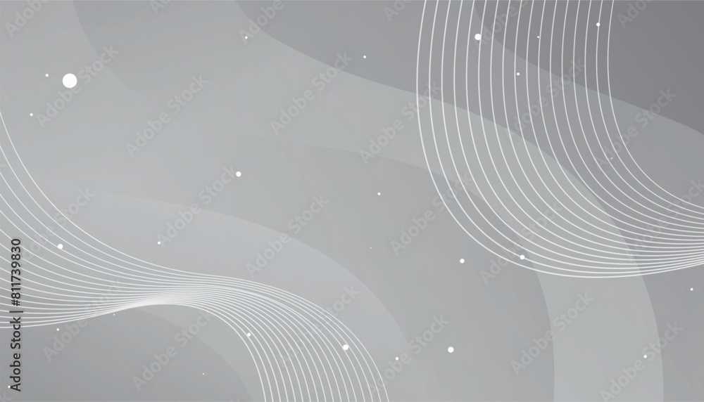Poster gray abstract background waves lines, minimal geometric background, gray elements with fluid gradien