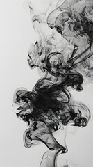 Fototapeta premium Dynamic black smoke flowing against white background