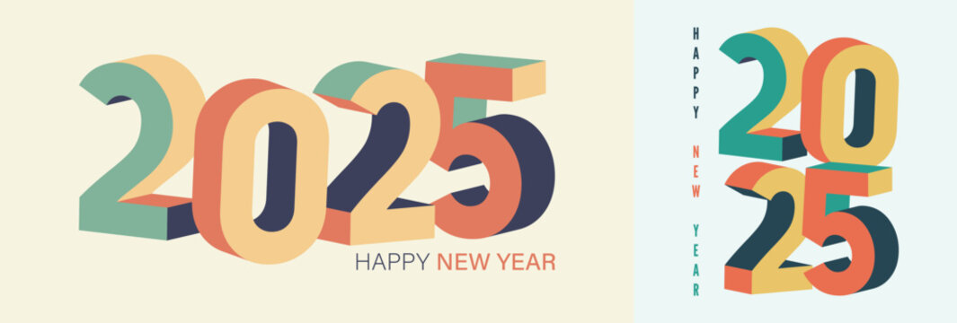 Happy new year 2025 greeting card concept