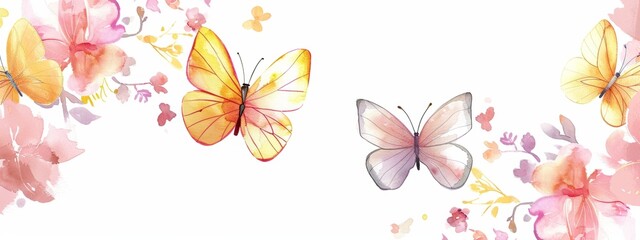 Obraz premium Colorful Butterfly and Flower Pattern in Nature.