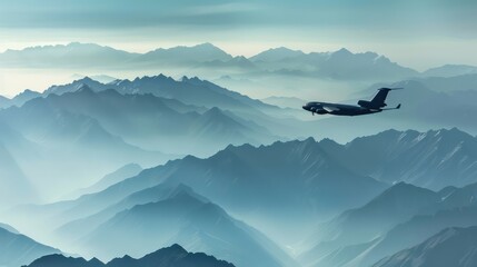 A cargo plane flying over a mountain range with goods for remote communities - Powered by Adobe