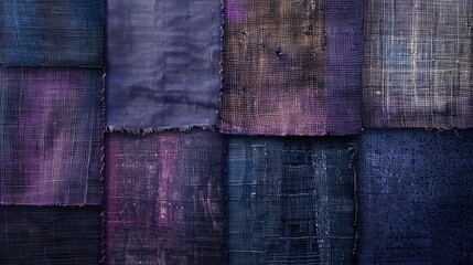 Fabric texture in shades of DarkViolet including Cotton Canvas Natural Linen Burlap Digital Paper Denim Linen Blues Pack Cotton Knit Tweed and Coloured Faded Grungy Fabrics