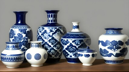 scenic view of colourful pottery items