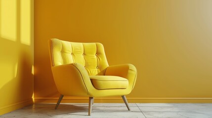 3D Render of modern realistic yellow armchair