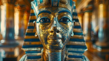 A sculpture of Ramses II, one of ancient Egypts most renowned pharaohs, symbolizing the power and longevity of dynastic rule