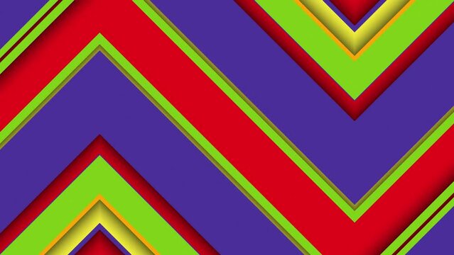 Trendy colorful zig zag pattern background with gently moving diagonal stripes in vibrant rainbow colors.