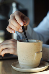 person working with coffee