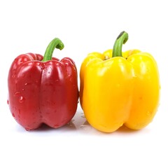 Red and Yellow pepper isolated on white background 