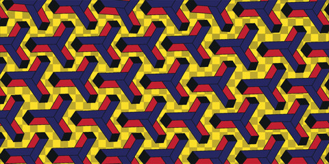 3D illustration of red blue triangle