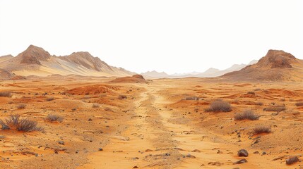 Naklejka premium A desert landscape with a road in the middle