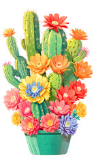 The beauty of cactus nature on a transparent background