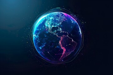 Obraz premium Futuristic Digital Earth Globe with America - Global Business Concept