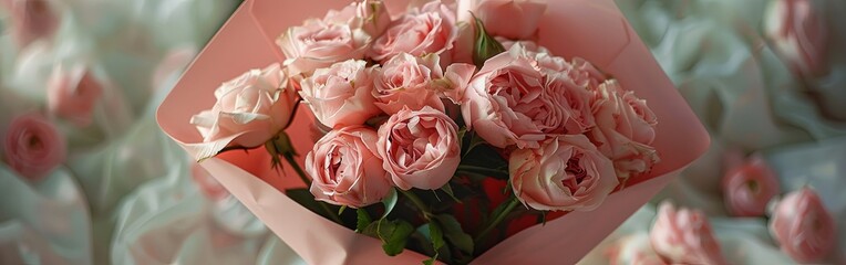 Envelope of Pink Roses on Delicate Background