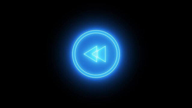 Neon blue play multimedia icon with looping animation