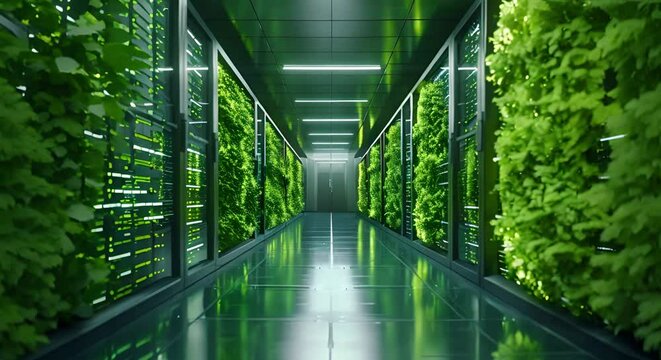 Innovative green cloud technology and data center storage using renewable energy. Concept Green Technology, Cloud Computing, Data Centers, Renewable Energy, Innovation