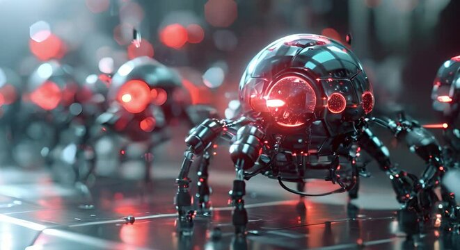 Illustration of nanotechnology in medicine with 3D rendering of nanobots. Concept Nanotechnology in Medicine, 3D Rendering, Nanobots Illustration