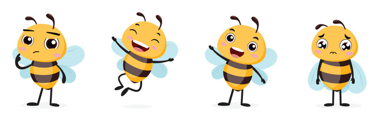Set of cute bee cartoon with different expression © ROFIDOHTUL