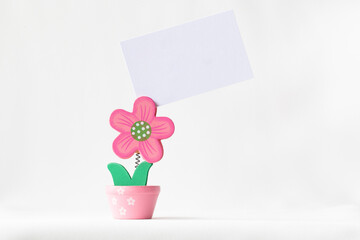 pink flower pot with clasp card