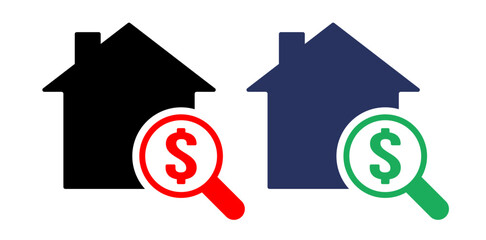 House for sale dollar icons set design vector. Real estate agent market property economic investment.
