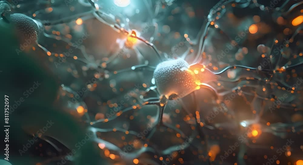 Poster handedited wide format communication of human senses through neural networks. concept neural network