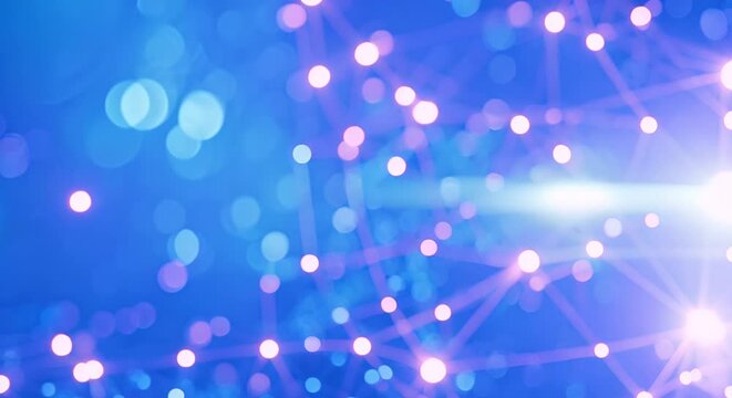 Abstract quantum computing system background with global data connections and artificial neurons. Concept Quantum Computing, Global Data Connections, Artificial Neurons, Abstract Background