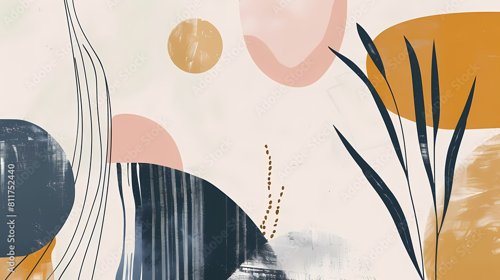 Poster clean and modern abstract composition with dynamic shapes and lines