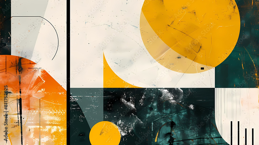 Poster clean and modern abstract composition with dynamic shapes and colors