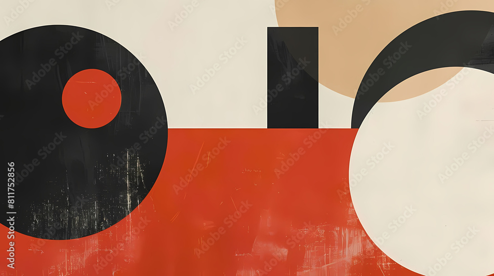 Poster clean and modern abstract composition with dynamic shapes on a isolated background