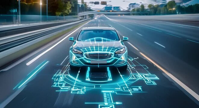Future autonomous car sensor system ensures driverless safety with adaptive cruise control. Concept Autonomous Vehicles, Sensor Technology, Driverless Safety, Adaptive Cruise Control