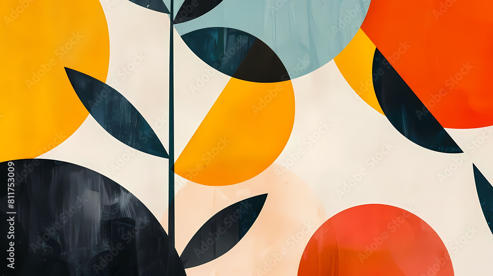 Poster clean and modern abstract composition with dynamic shapes and colors