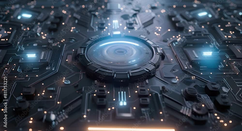 Poster detailed technology texture on supercomputer with cinematic lighting and intricate circuitry. concep
