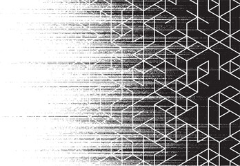 Black and white grunge transition geometric pattern. Vector Format Illustration 