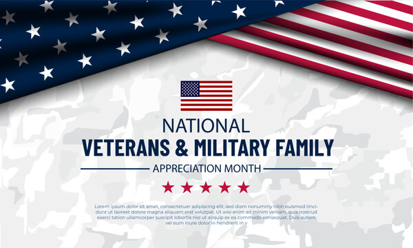Happy National Veterans And Military Family Appreciation Month Is November. Background Vector Illustration - Powered by Adobe