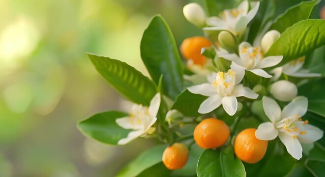 Neroli citrus blossoms emit a fragrant aroma from white orange tree flowers. Concept Fragrance, Citrus, Neroli, Orange Tree, Blossoms