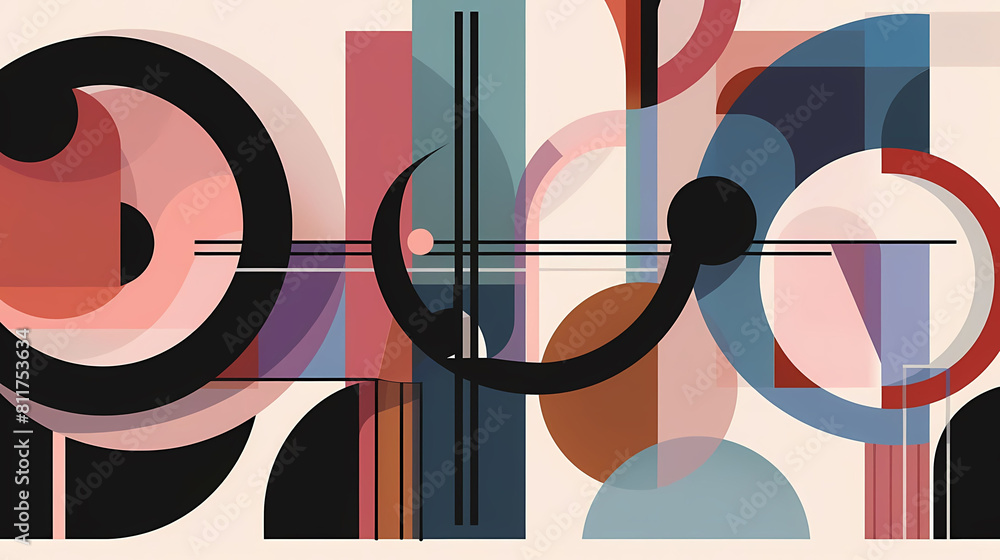 Poster clean and modern abstract composition with geometric patterns