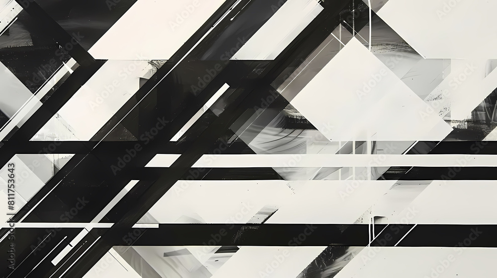 Poster clean and modern abstract composition with geometric patterns featuring a white and black wall