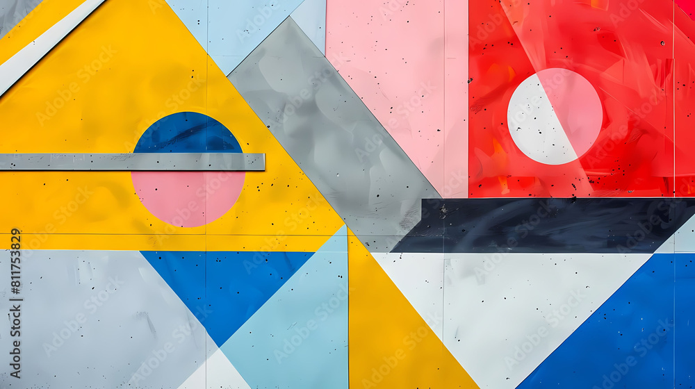 Aufkleber clean and modern abstract composition with geometric patterns featuring a white circle on a white wa
