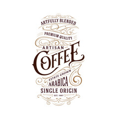 Ornate Coffee Label Design. Coffee Packaging Template