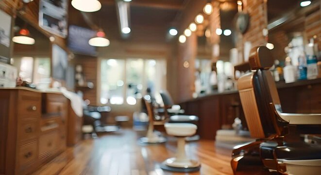 Barber Salon with Blurred Background, Empty Space Decor, and Product Advertising. Concept Barber Salon, Blurred Background, Empty Space Decor, Product Advertising