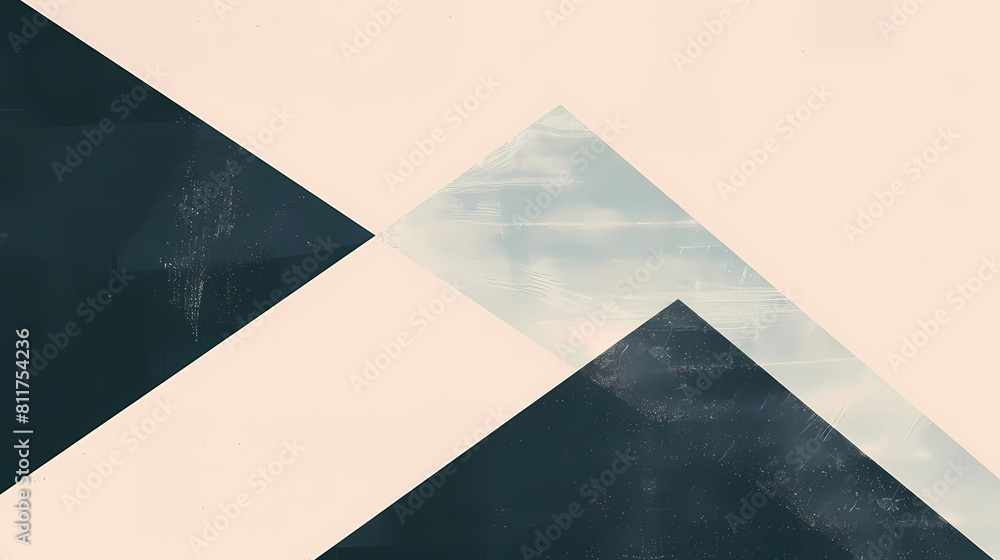 Poster clean and modern abstract composition with sharp angles, featuring a white square, a red circle, and