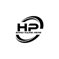 HP logo. H P design. White HP letter. HP, H P letter logo design. Initial letter HP linked circle uppercase monogram logo. H P letter logo vector design.