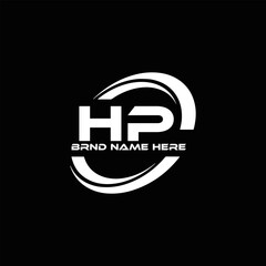 HP logo. H P design. White HP letter. HP, H P letter logo design. Initial letter HP linked circle uppercase monogram logo. H P letter logo vector design.