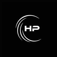 HP logo. H P design. White HP letter. HP, H P letter logo design. Initial letter HP linked circle uppercase monogram logo. H P letter logo vector design.