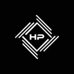 HP logo. H P design. White HP letter. HP, H P letter logo design. Initial letter HP linked circle uppercase monogram logo. H P letter logo vector design.