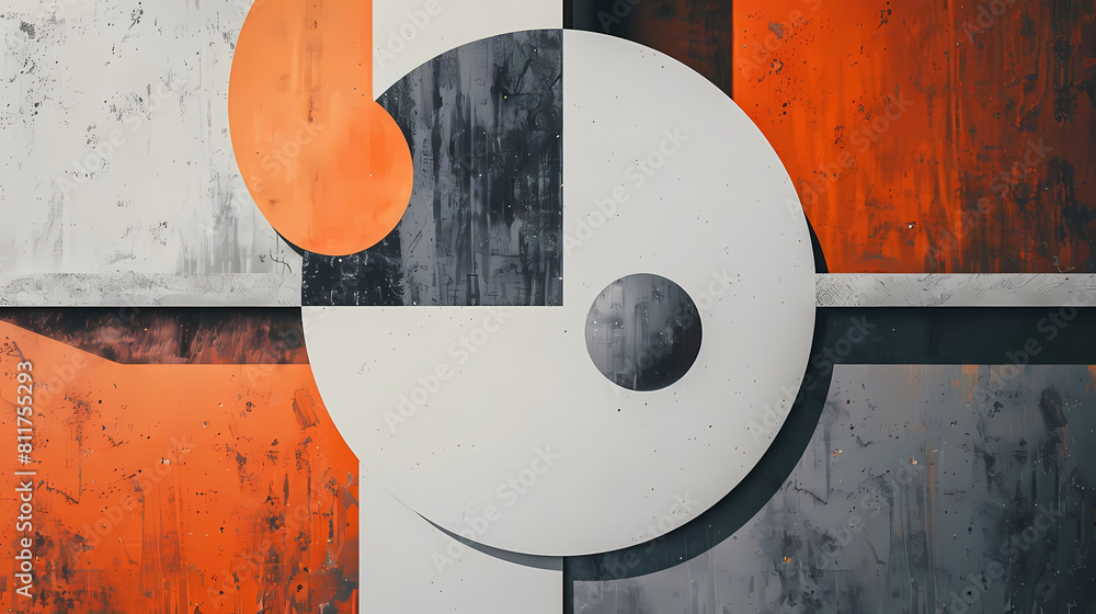 Poster clean and modern abstract composition with sharp lines and a large white circle