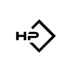 HP logo. H P design. White HP letter. HP, H P letter logo design. Initial letter HP linked circle uppercase monogram logo. H P letter logo vector design.
