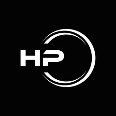 HP logo. H P design. White HP letter. HP, H P letter logo design. Initial letter HP linked circle uppercase monogram logo. H P letter logo vector design.