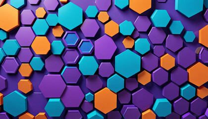 blue shape colorful technology wall digital futuristic banner illustration xagon abstract orange 3d background geometric texture xagonal hexagon hexagonal three-dimensional cube purple colourful